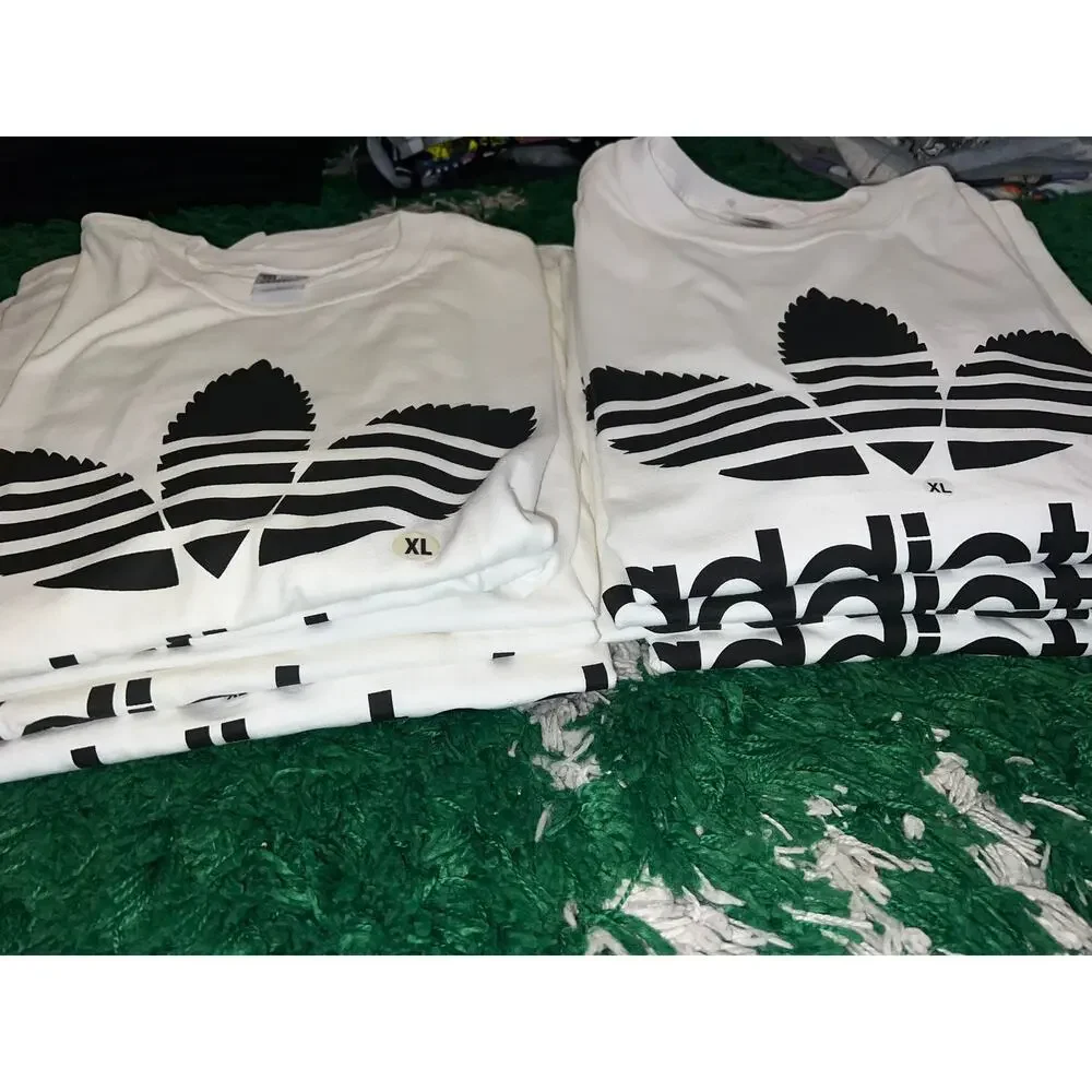 Y2K Addicted Adidas Weed Marijuana Smoke White Graphic Shirt 2000s M Medium - Picture 9 of 9